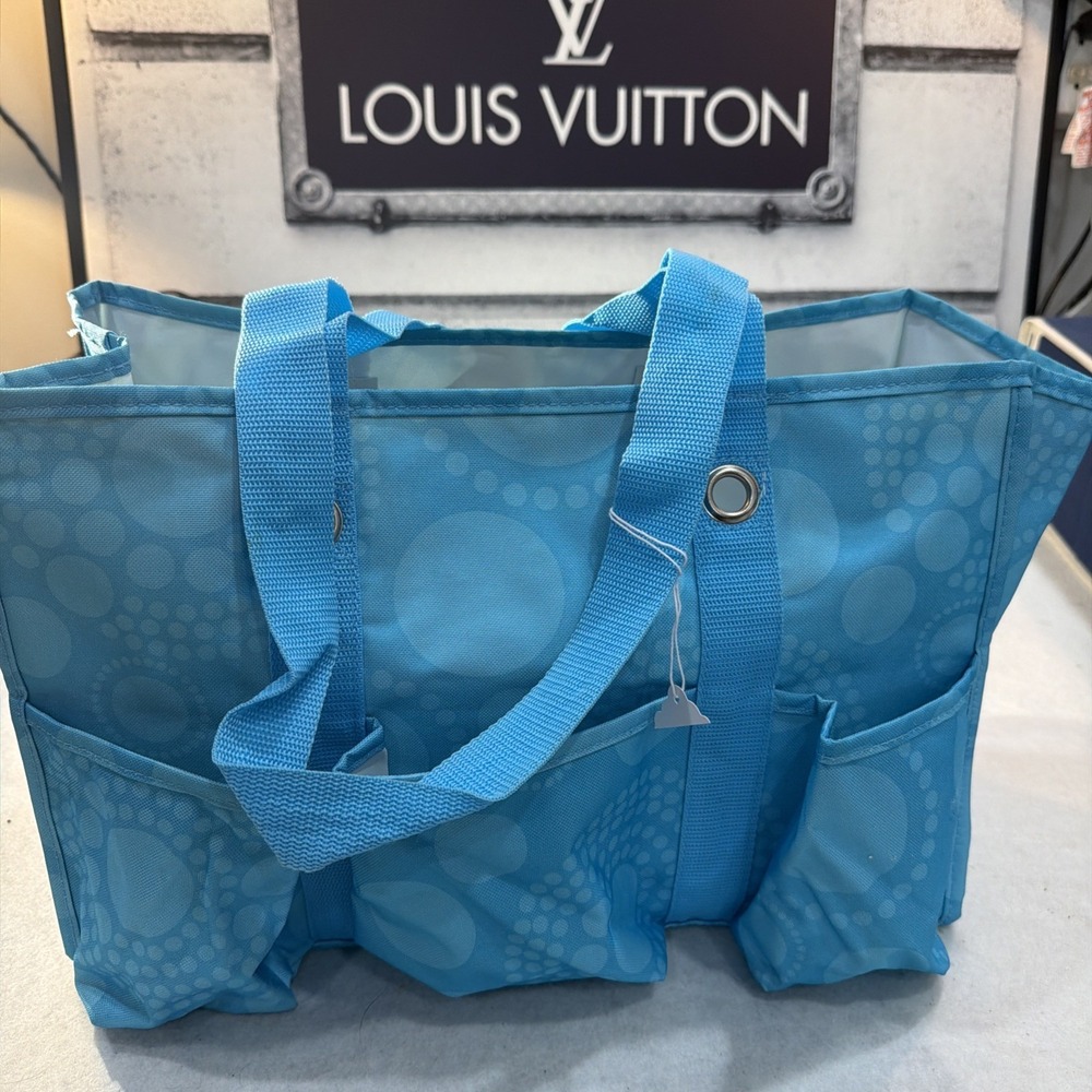Thirty-One Super Organizing Tote Blue Outside Pockets